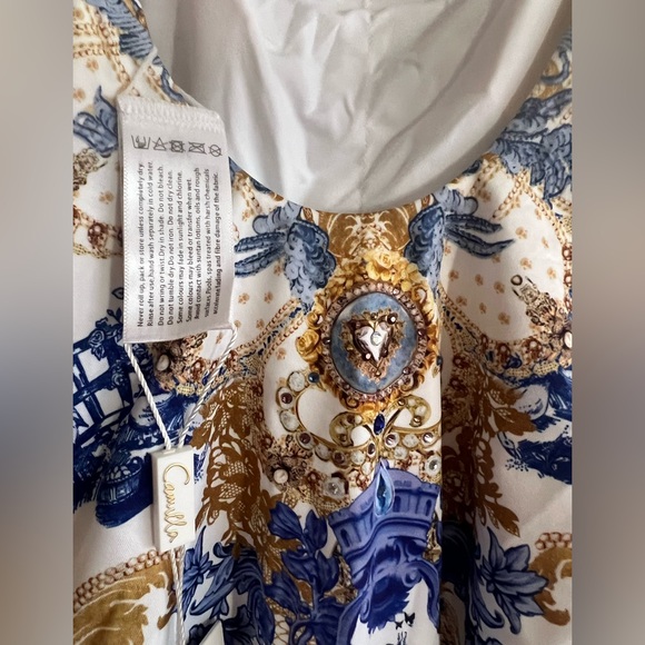 NWT $329 Camilla Blue Gold One Piece Swimsuit Size XS scoop Neck Soulsear - Picture 8 of 13